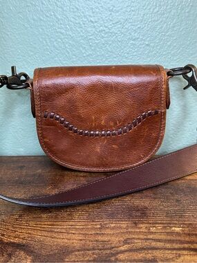 Frye Brown Genuine Leather Mini Crossbody Saddle Bag | Soft Leather